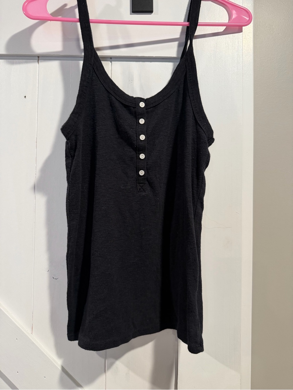 aerie Black Button-Front Ribbed Camisole